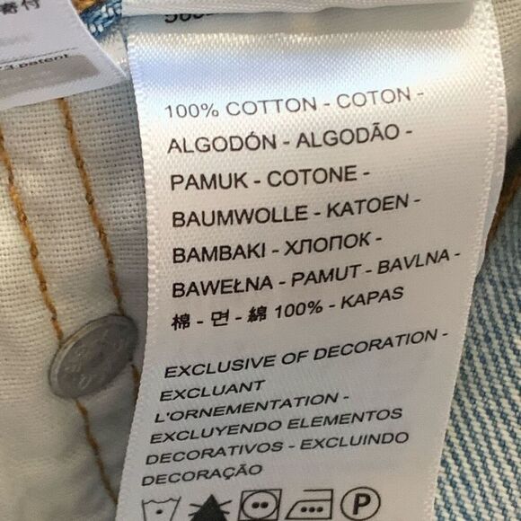 Levi’s 501 Shorts Medium Denim Highrise Cutoff Raw Hem Distressed Boho Jorts - Picture 7 of 8